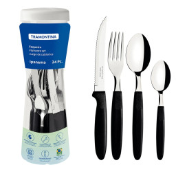 Faqueiro 24 Peças Tramontina Inox Ipanema - Preto Faqueiro 24 Peças Tramontina Inox Ipanema - Preto